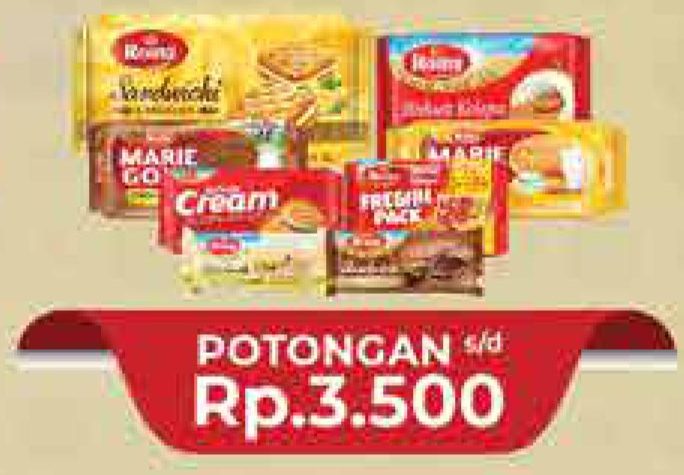 Promo Harga ROMA ROMA Marie Gold / Sandwich / Coconut Biscuit - Hypermart