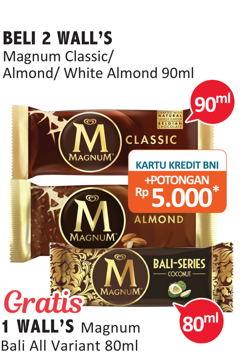 Promo Harga WALLS Magnum Almond, Classic 90 ml - Alfamidi