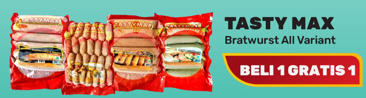 Promo Harga TASTYMAX Bratwurst per 6 pcs 500 gr - Yogya